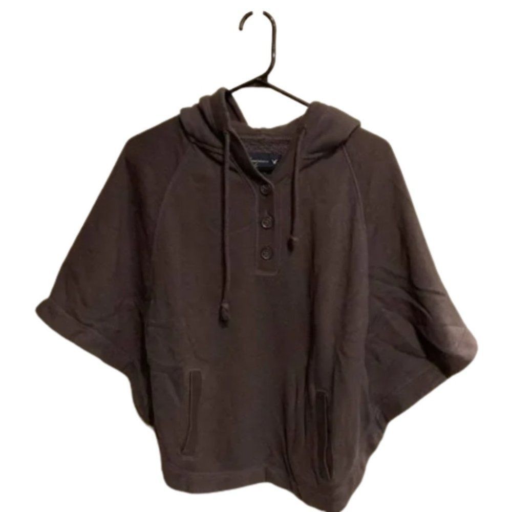 American Eagle Hooded Poncho with Kangaroo Pocket, grey, small / medium